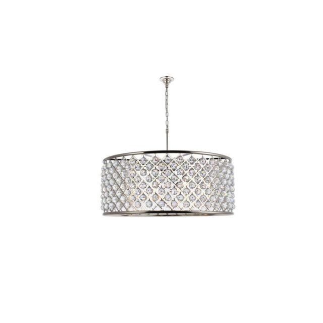 Elegant Lighting Madison 10 Light 44 Inch Crystal Chandelier In Polished Nickel With Royal Cut Clear Crystal 1214G43PN/RC