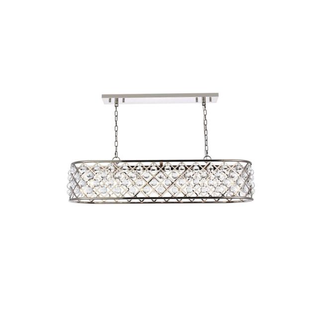 Elegant Lighting Madison 7 Light 50 Inch Crystal Linear Light In Polished Nickel With Royal Cut Clear Crystal 1215G50PN/RC