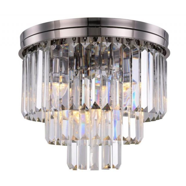 Elegant Lighting Sydney 9 Light 20 Inch Flush Mount In Polished nickel With Royal Cut Clear Crystal 1231F20PN/RC