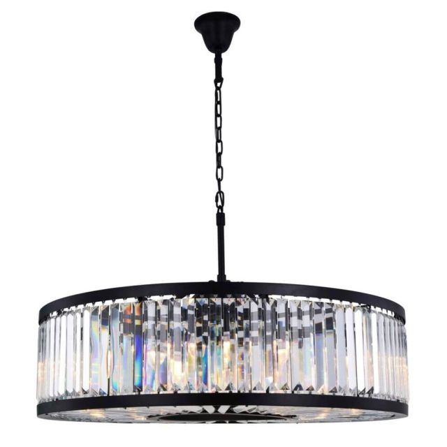 Elegant Lighting Chelsea 10 Light 44 Inch Crystal Chandelier In Matte Black With Royal Cut Clear Crystal 1233G43MB/RC