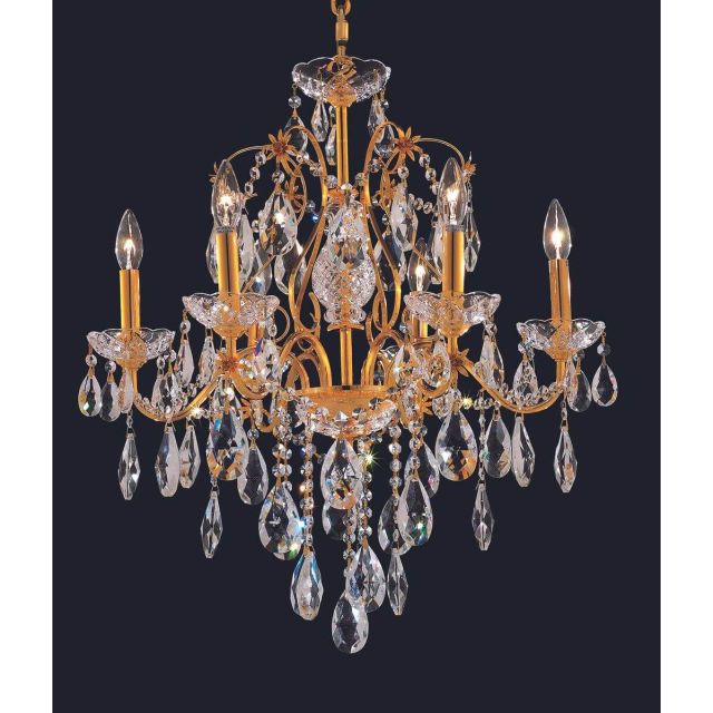 Elegant Lighting 2016D24G/RC St. Francis 6 Light 24 Inch Crystal Chandelier In Gold With Royal Cut Clear Crystal
