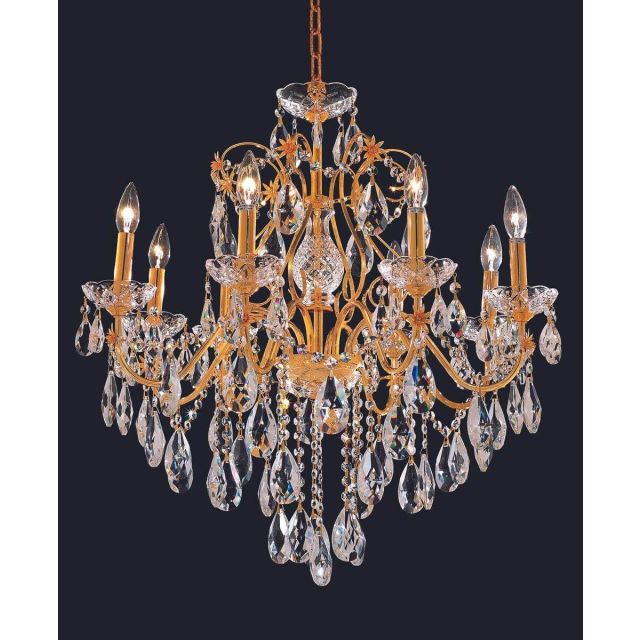 Elegant Lighting 2016D26G/RC St. Francis 8 Light 26 Inch Crystal Chandelier In Gold With Royal Cut Clear Crystal