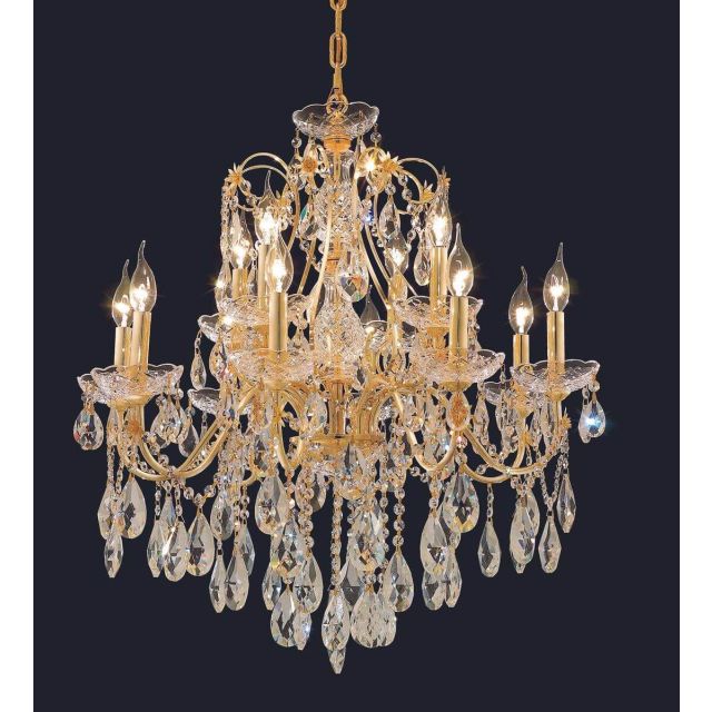 Elegant Lighting St. Francis 12 Light 28 Inch Crystal Chandelier In Gold With Royal Cut Clear Crystal 2016D28G/RC