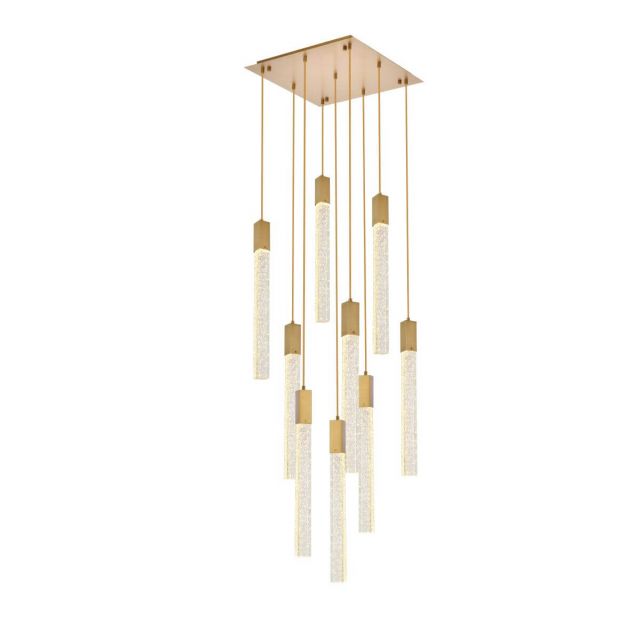 Elegant Lighting 2066D20SG Weston 9 Light 20 inch Pendant in Satin Gold with Clear Royal Cut Crystal