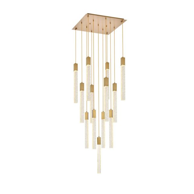 Elegant Lighting 2066G26SG Weston 13 Light 26 inch Pendant in Satin Gold with Clear Royal Cut Crystal