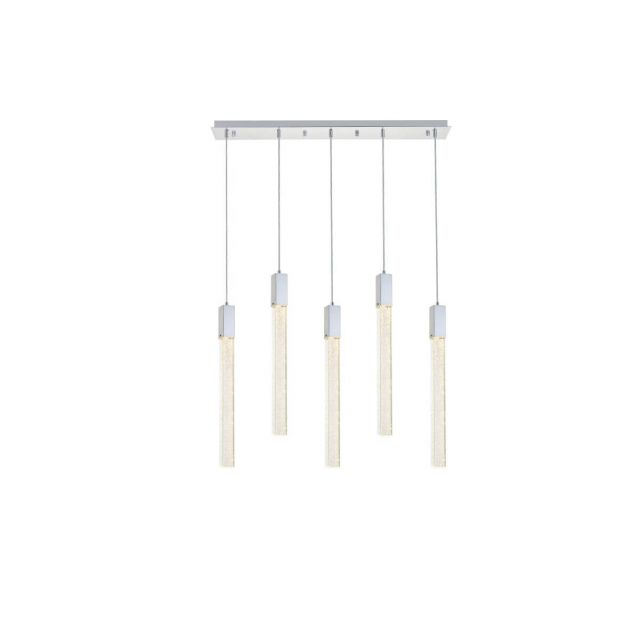 Elegant Lighting 2066S36C Weston 5 Light 36 inch Pendant in Chrome with Clear Royal Cut Crystal