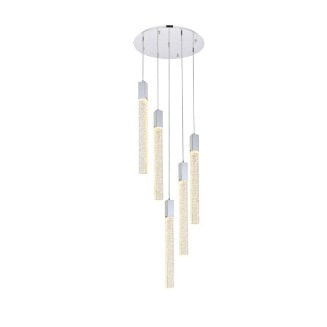 Elegant Lighting 2067D20C Weston 5 Light 20 inch Pendant in Chrome with Clear Royal Cut Crystal