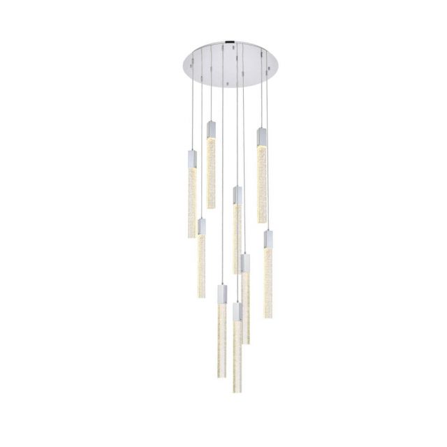 Elegant Lighting 2067D24C Weston 9 Light 24 inch Pendant in Chrome with Clear Royal Cut Crystal