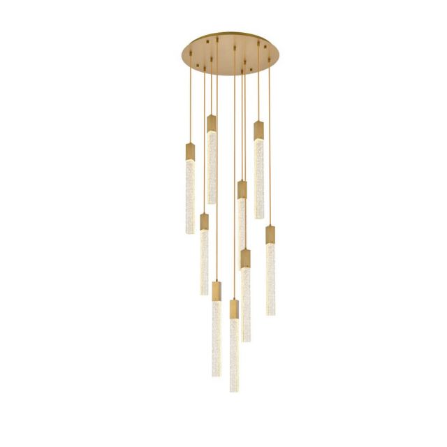 Elegant Lighting 2067D24SG Weston 9 Light 24 inch Pendant in Satin Gold with Clear Royal Cut Crystal