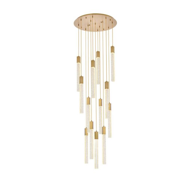 Elegant Lighting 2067G30SG Weston 13 Light 30 inch Pendant in Satin Gold with Clear Royal Cut Crystal