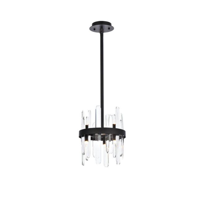 Elegant Lighting 2200D10BK Serena 6 Light 10 inch Round Pendant in Black with Clear Crystal