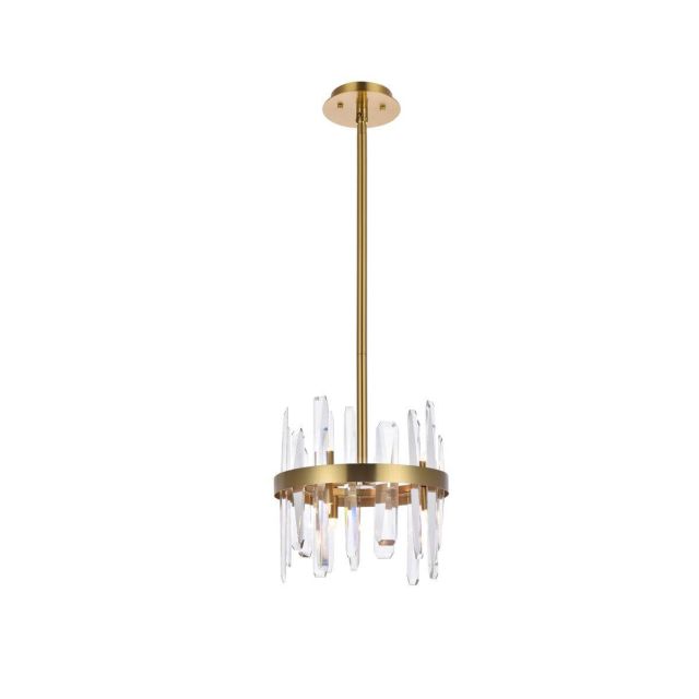 Elegant Lighting 2200D12SG Serena 6 Light 12 inch Round Pendant in Satin Gold with Clear Crystal