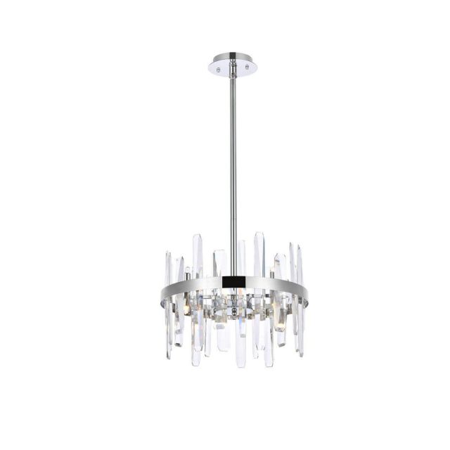 Elegant Lighting 2200D16C Serena 8 Light 16 inch Round Pendant in Chrome with Clear Crystal