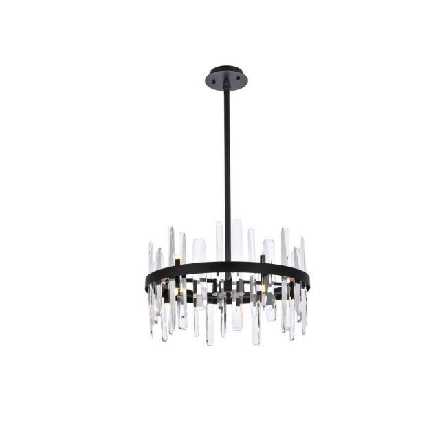 Elegant Lighting 2200D20BK Serena 10 Light 20 inch Round Pendant in Black with Clear Crystal