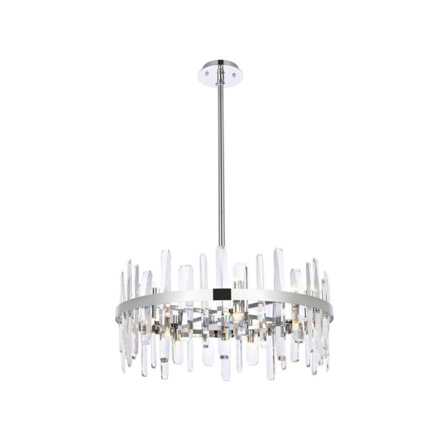 Elegant Lighting 2200D25C Serena 14 Light 25 inch Round Pendant in Chrome with Clear Crystal