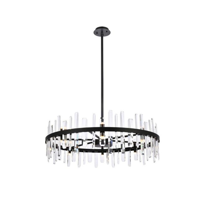 Elegant Lighting 2200D36BK Serena 16 Light 36 inch Round Chandelier in Black with Clear Crystal