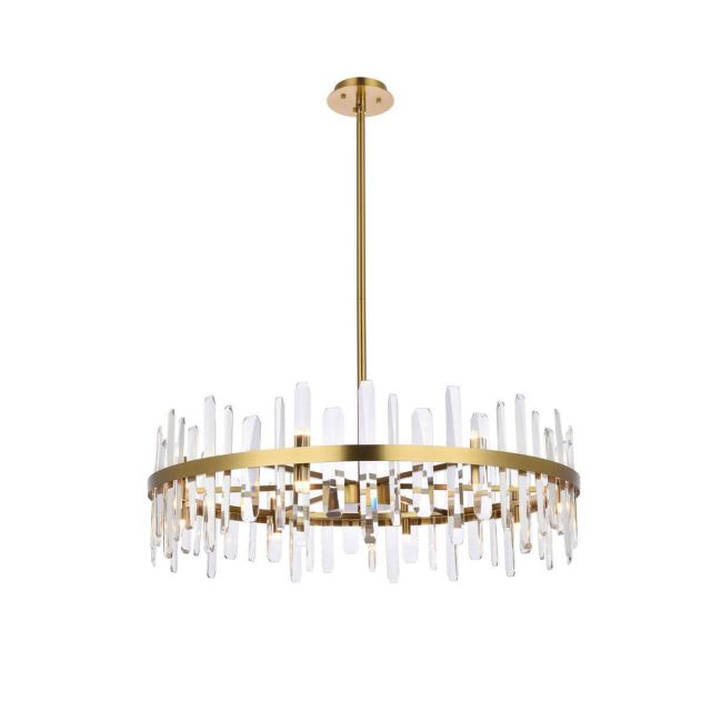 Elegant Lighting 2200D36SG Serena 16 Light 36 inch Round Chandelier in Satin Gold with Clear Crystal