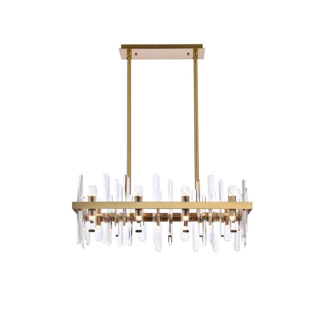 Elegant Lighting 2200G30SG Serena 16 Light 30 inch Linear Light in Satin Gold with Clear Crystal