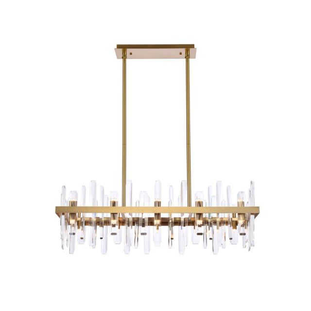 Elegant Lighting 2200G36SG Serena 20 Light 36 inch Linear Light in Satin Gold with Clear Crystal