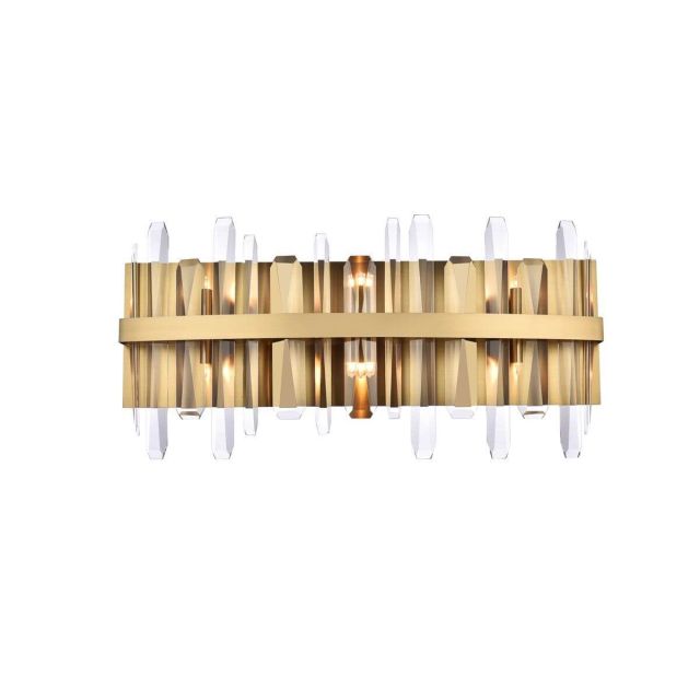 Elegant Lighting 2200W24SG Serena 6 Light 24 inch Bath Sconce in Satin Gold with Clear Crystal