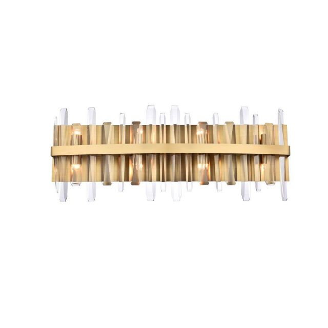 Elegant Lighting 2200W30SG Serena 8 Light 30 inch Bath Sconce in Satin Gold with Clear Crystal