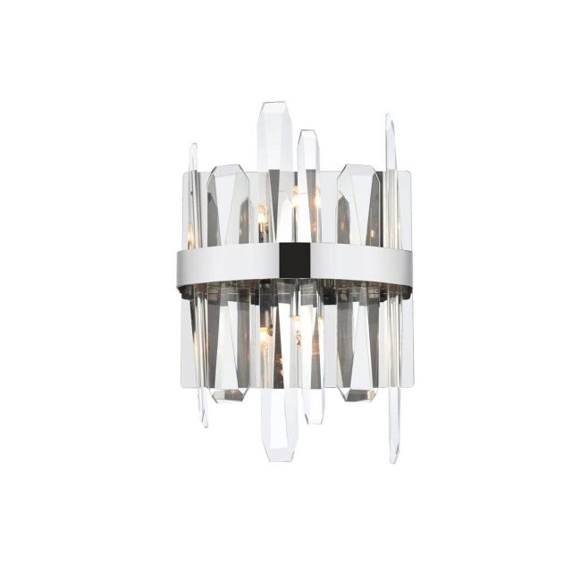 Elegant Lighting 2200W8C Serena 2 Light 8 inch Bath Sconce in Chrome with Clear Crystal