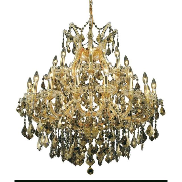 Elegant Lighting Maria Theresa 24 Light 36 Inch Crystal Chandelier In Gold With Royal Cut Golden Teak Crystal 2800D36G-GT/RC