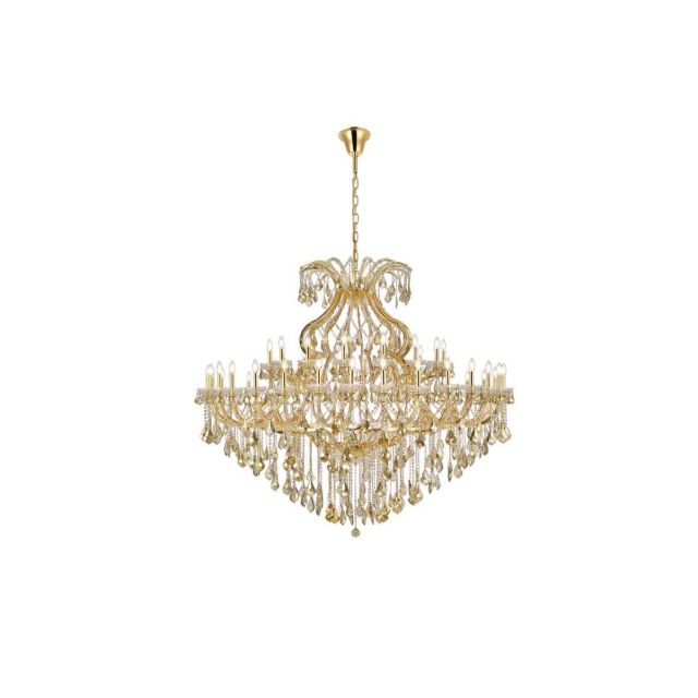 Elegant Lighting Maria Theresa 49 Light 72 Inch Crystal Chandelier In Gold With Royal Cut Golden Teak Crystal 2800G72G-GT/RC