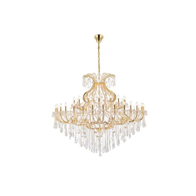 Elegant Lighting 2800G72G/RC Maria Theresa 49 Light 72 Inch Crystal Chandelier In Gold With Royal Cut Clear Crystal
