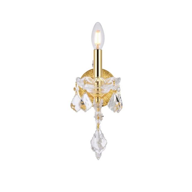 Elegant Lighting Maria Theresa 1 Light 12 Inch Tall Wall Sconce In Gold With Royal Cut Clear Crystal 2800W1G/RC