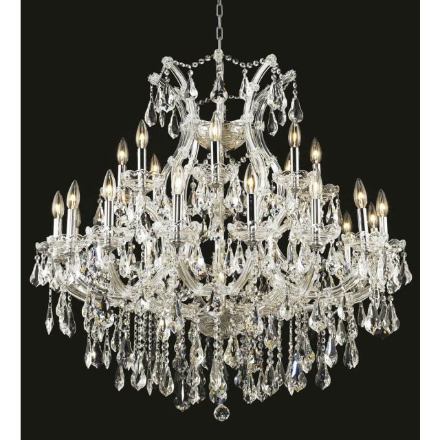 Elegant Lighting Maria Theresa 24 Light 36 Inch Crystal Chandelier In Chrome With Royal Cut Clear Crystal 2801D36C/RC