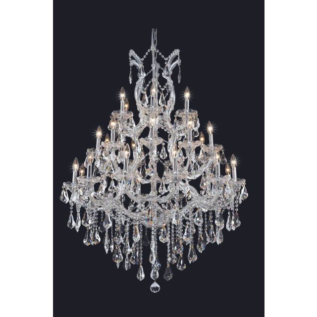 Elegant Lighting 2801D38C/RC Maria Theresa 28 Light 38 Inch Crystal Chandelier In Chrome With Royal Cut Clear Crystal