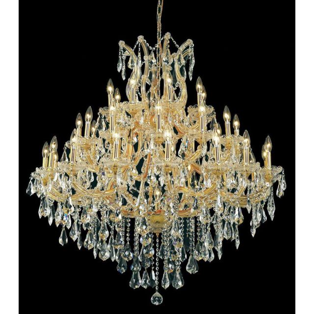 Elegant Lighting 2801G44G/RC Maria Theresa 37 Light 44 Inch Crystal Chandelier In Gold With Royal Cut Clear Crystal