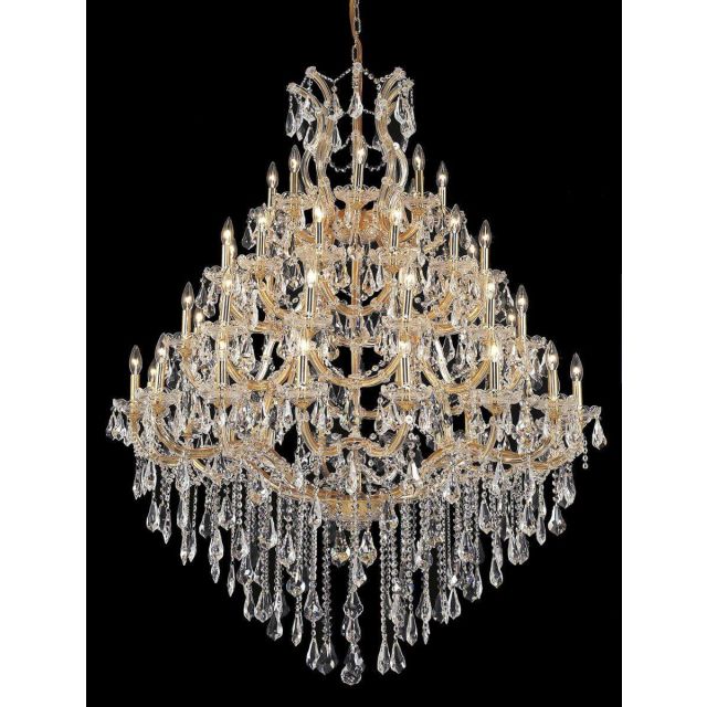 Elegant Lighting 2801G46G/RC Maria Theresa 49 Light 46 Inch Crystal Chandelier In Gold With Royal Cut Clear Crystal