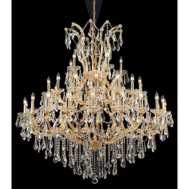 Elegant Lighting 2801G52G/RC Maria Theresa 41 Light 52 Inch Crystal Chandelier In Gold With Royal Cut Clear Crystal
