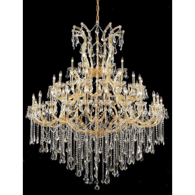 Elegant Lighting 2801G60G/RC Maria Theresa 49 Light 60 Inch Crystal Chandelier In Gold With Royal Cut Clear Crystal