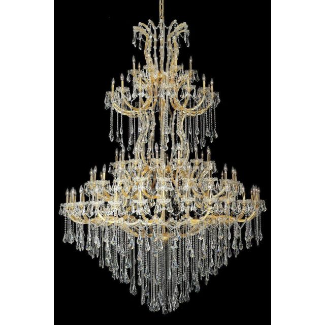 Elegant Lighting Maria Theresa 85 Light 72 Inch Crystal Chandelier In Gold With Royal Cut Clear Crystal 2801G96G/RC