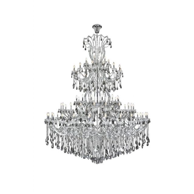 Elegant Lighting 2803G120C-SS/RC Maria Theresa 84 Light 96 Inch Crystal Chandelier in Chrome with Silver Shade-Royal Cut Crystal