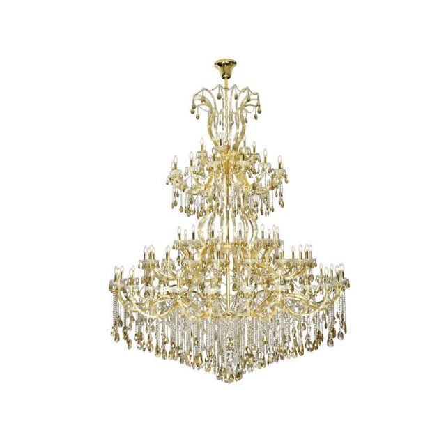 Elegant Lighting 2803G120G-GT/RC Maria Theresa 84 Light 96 Inch Crystal Chandelier in Gold with Golden Teak-Royal Cut Crystal