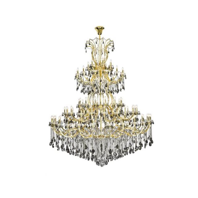 Elegant Lighting 2803G120G-SS/RC Maria Theresa 84 Light 96 Inch Crystal Chandelier in Gold with Silver Shade-Royal Cut Crystal