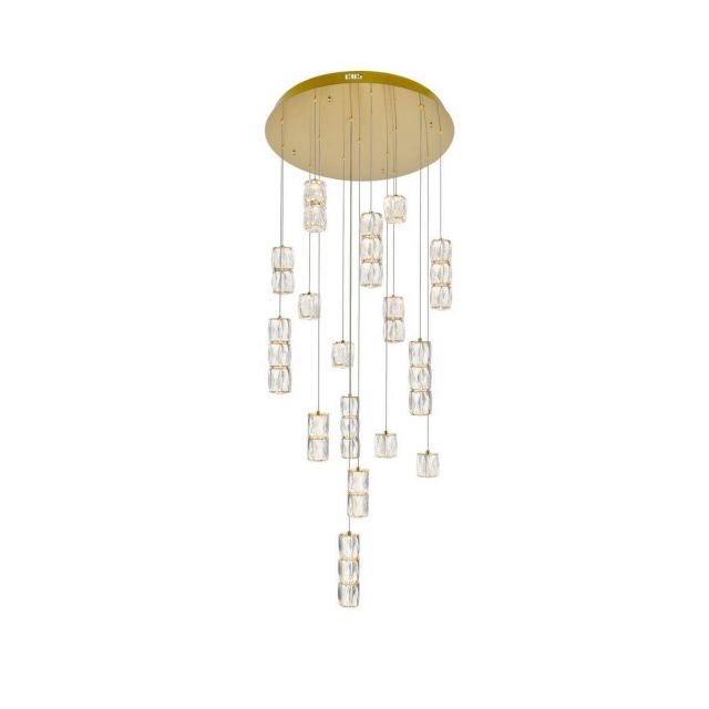 Elegant Lighting 3500D28G Polaris 16 Light 28 Inch LED Crystal Chandelier in Gold with Clear Royal Cut Crystal