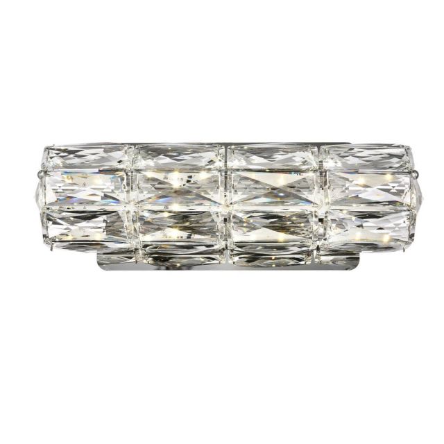 Elegant Lighting Valetta 12 inch Wide LED Wall Sconce in Chrome with Royal Cut Clear Crystal - 3501W12C