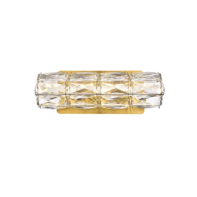 Elegant Lighting Valetta 12 inch Wide LED Linear Wall Sconce in Gold with Clear Crystal 3501W12G