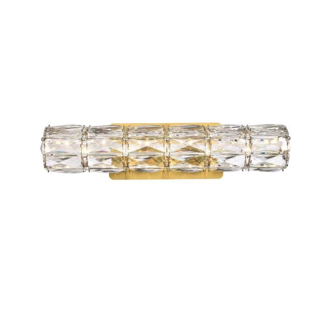 Elegant Lighting Valetta 18 inch Wide LED Linear Wall Sconce in Gold with Clear Crystal 3501W18G