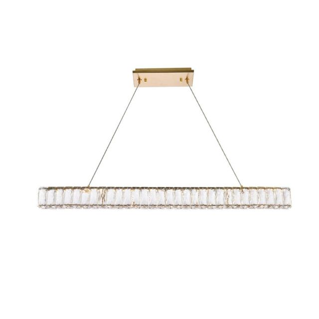 Elegant Lighting 3502D38G Monroe 38 inch LED Linear Light in Gold with Clear Crystal