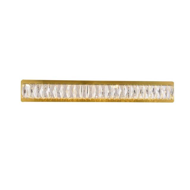 Elegant Lighting 3502W32G Monroe 1 Light 32 inch Wide LED Crystal Wall Sconce in Gold with Clear Royal Cut Crystal