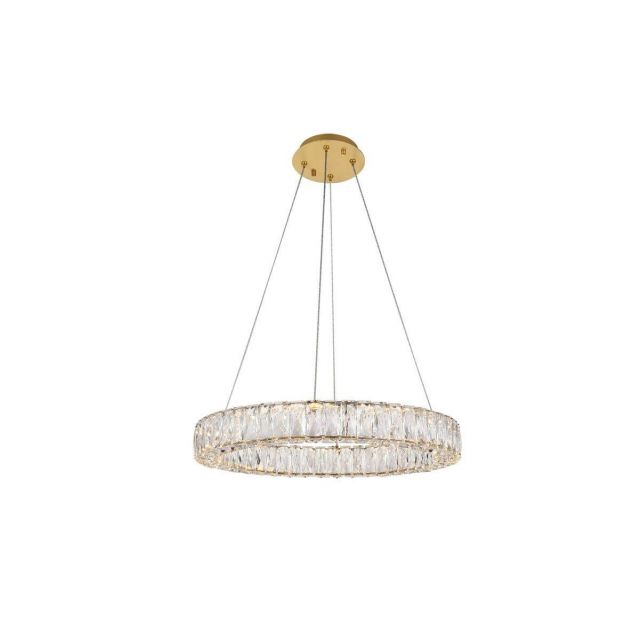 Elegant Lighting 3503D23G Monroe 24 Inch LED Crystal Chandelier in Gold with Clear Royal Cut Crystal