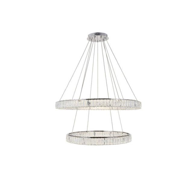 Elegant Lighting Monroe 42 Inch LED Crystal Chandelier in Chrome with Clear Royal Cut Crystal 3503D42C