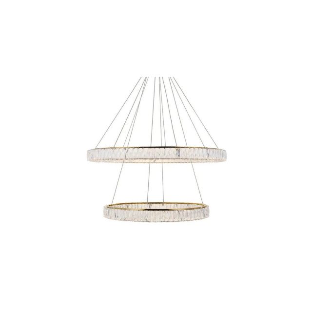 Elegant Lighting 3503D42G Monroe 42 Inch LED Crystal Chandelier in Gold with Clear Royal Cut Crystal