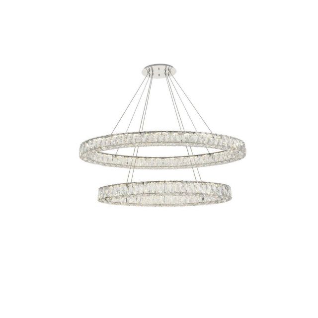 Elegant Lighting 3503D48C Monroe 18 Inch LED Crystal Chandelier in Chrome with Clear Royal Cut Crystal